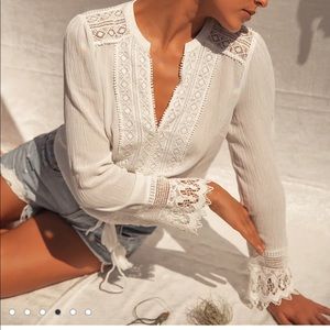 Bali daydream white lace long sleeve top